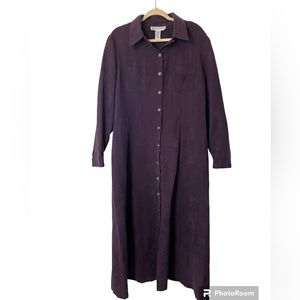Beautiful Long Button Down Long Sleeve Lagenlook Dress Purple Size 14